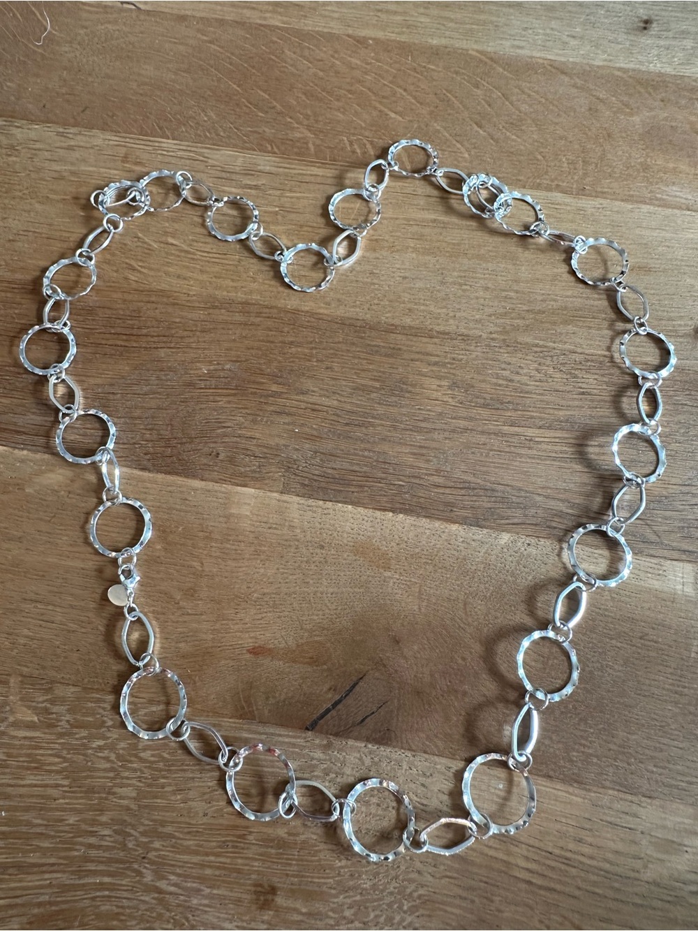 Claire's Silver Hammered Circle Link Necklace